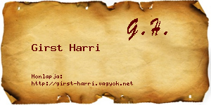 Girst Harri névjegykártya